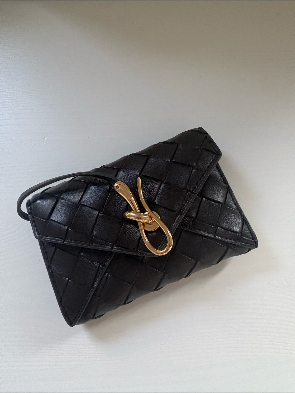 JW Pei Woven Wallet Brown with Gold Hardware